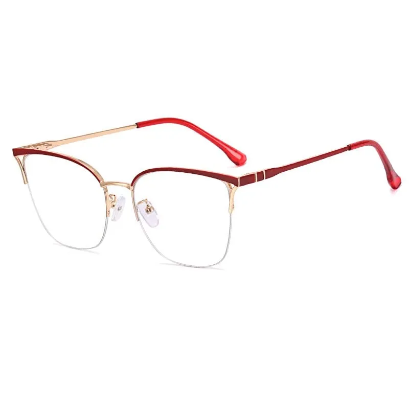 CCspace Women's Full Rim Square Cat Eye Stainless Steel Acetate Eyeglasses 54825