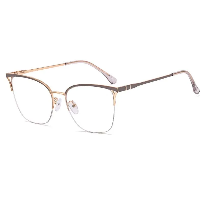 CCspace Women's Full Rim Square Cat Eye Stainless Steel Acetate Eyeglasses 54825