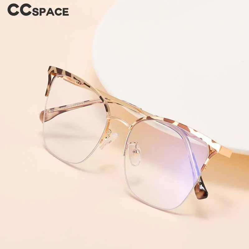 CCspace Women's Full Rim Square Cat Eye Stainless Steel Acetate Eyeglasses 54825