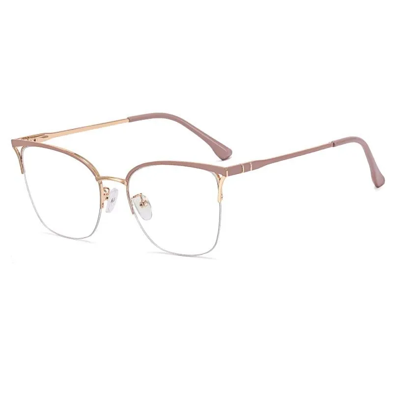 CCspace Women's Full Rim Square Cat Eye Stainless Steel Acetate Eyeglasses 54825