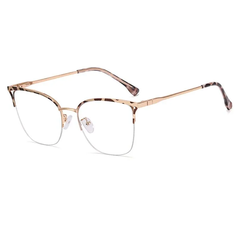 CCspace Women's Full Rim Square Cat Eye Stainless Steel Acetate Eyeglasses 54825