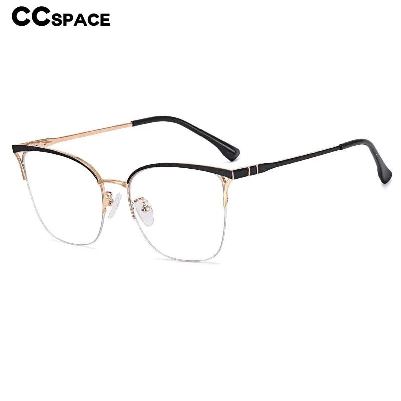 CCspace Women's Full Rim Square Cat Eye Stainless Steel Acetate Eyeglasses 54825