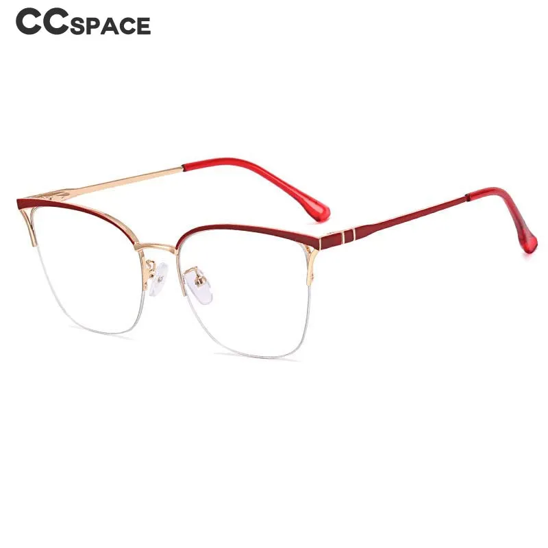 CCspace Women's Full Rim Square Cat Eye Stainless Steel Acetate Eyeglasses 54825