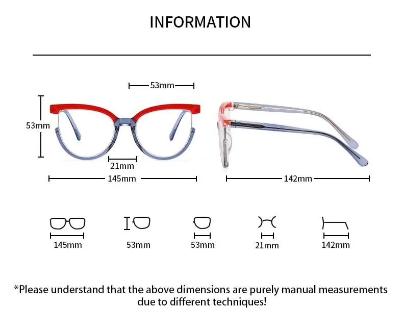 CCspace Women's Full Rim Square Cat Eye Tr 90 Titanium Eyeglasses 54964