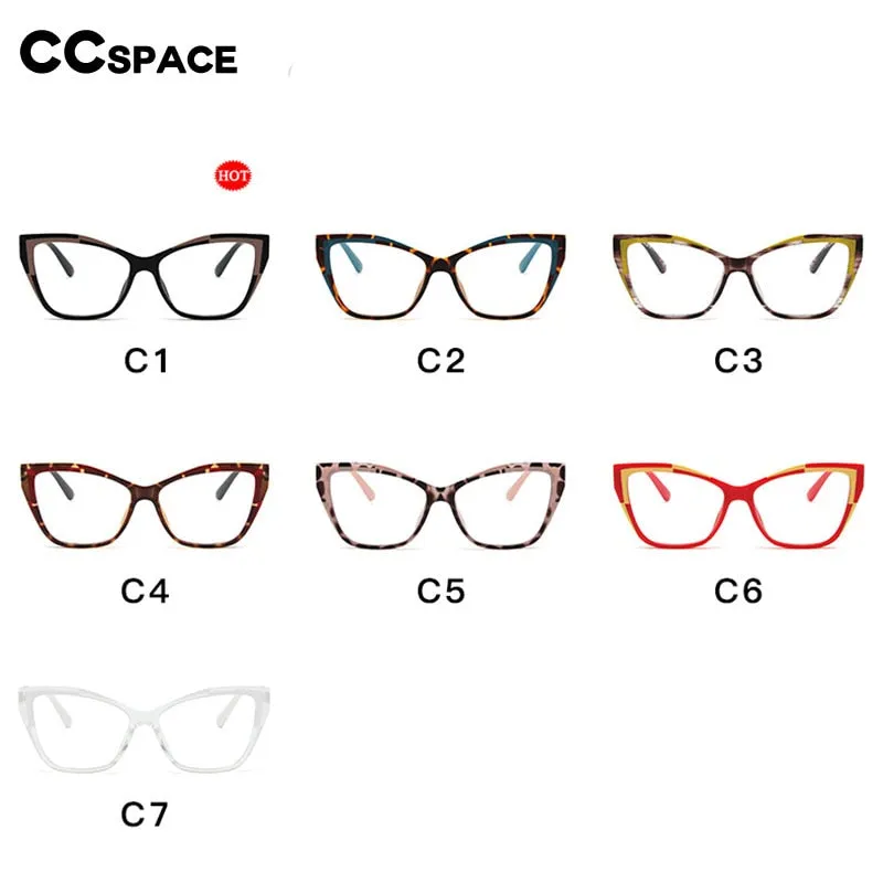 CCspace Women's Full Rim Square Cat Eye Tr 90 Titanium Eyeglasses 55485