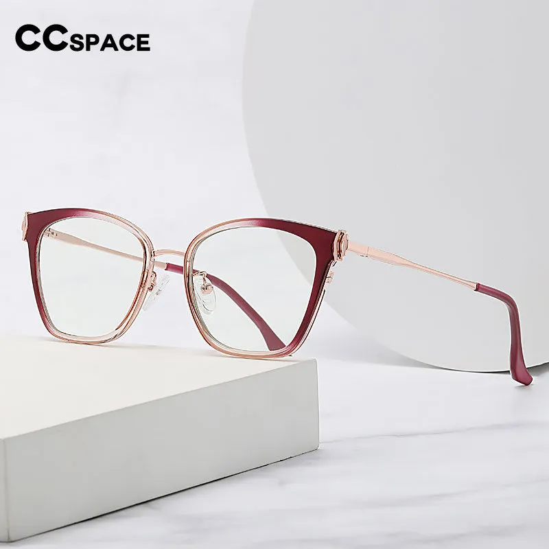 CCspace Women's Full Rim Square Cat Eye Tr 90 Titanium Eyeglasses 55602