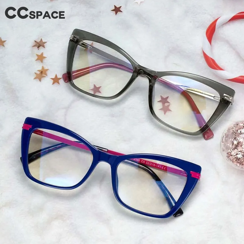 CCspace Women's Full Rim Square Cat Eye Tr 90 Titanium Frame Eyeglasses 54335