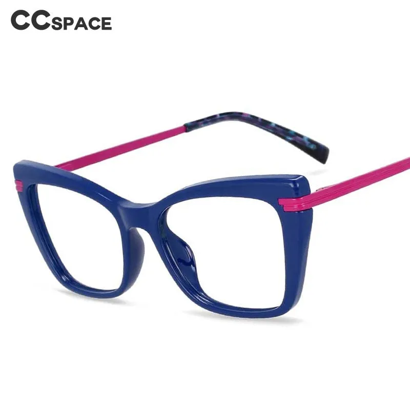 CCspace Women's Full Rim Square Cat Eye Tr 90 Titanium Frame Eyeglasses 54335