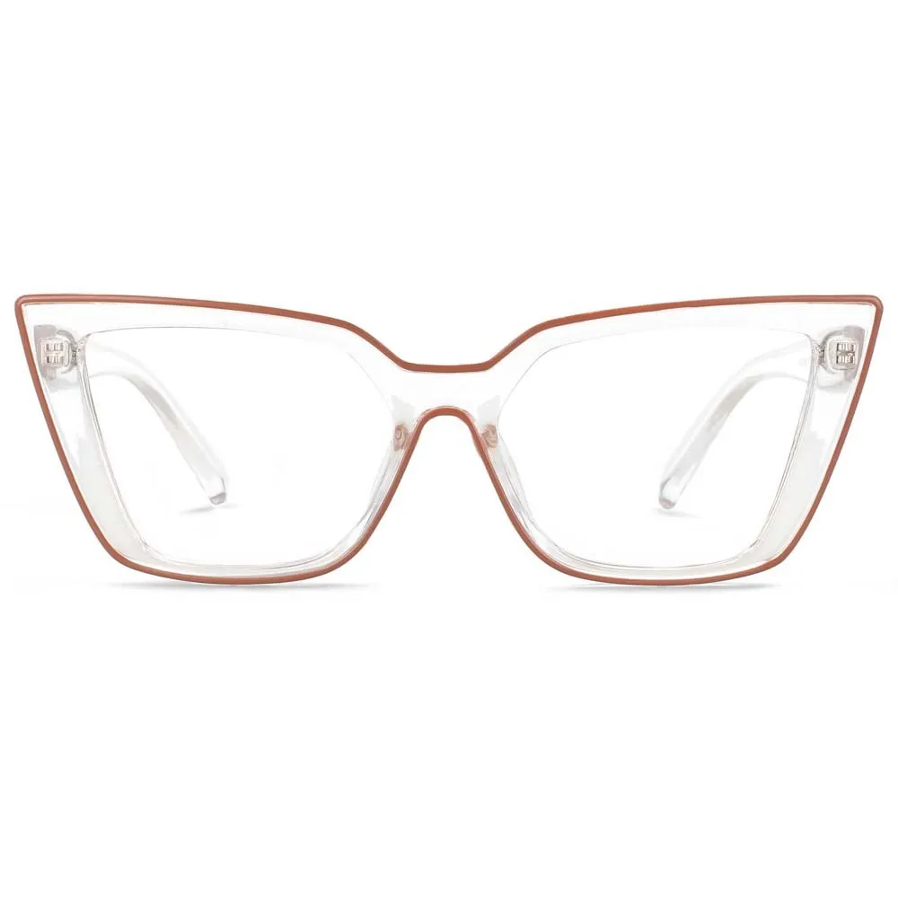 CCspace Women's Full Rim Square Flat Top Cat Eye Acetate Alloy Eyeglasses 55338