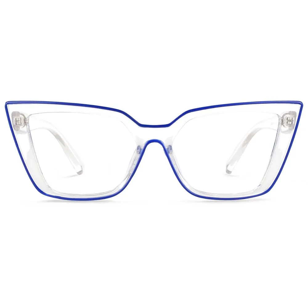 CCspace Women's Full Rim Square Flat Top Cat Eye Acetate Alloy Eyeglasses 55338