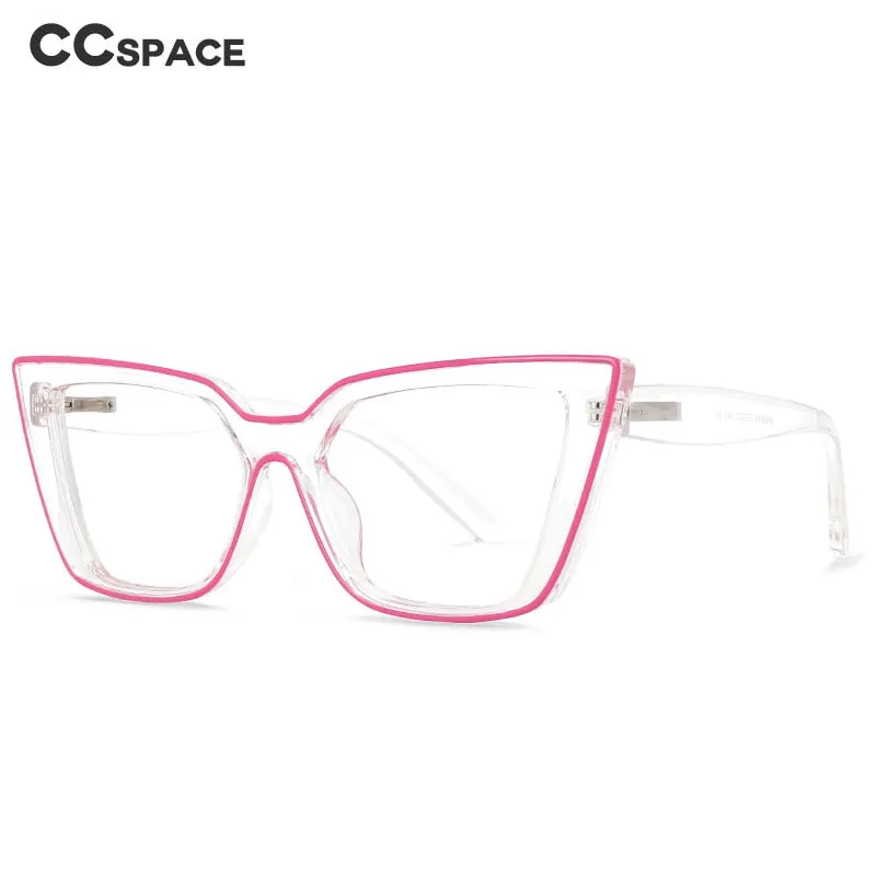 CCspace Women's Full Rim Square Flat Top Cat Eye Acetate Alloy Eyeglasses 55338