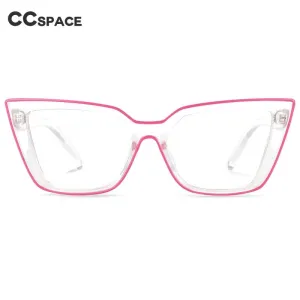 CCspace Women's Full Rim Square Flat Top Cat Eye Acetate Alloy Eyeglasses 55338