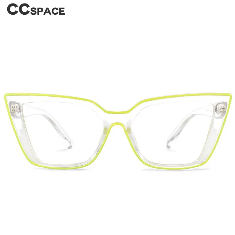 CCspace Women's Full Rim Square Flat Top Cat Eye Acetate Alloy Eyeglasses 55338