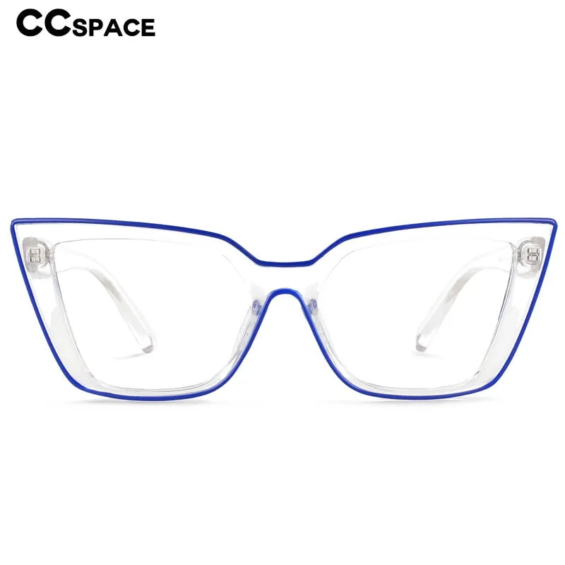 CCspace Women's Full Rim Square Flat Top Cat Eye Acetate Alloy Eyeglasses 55338