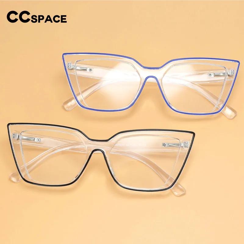 CCspace Women's Full Rim Square Flat Top Cat Eye Acetate Alloy Eyeglasses 55338