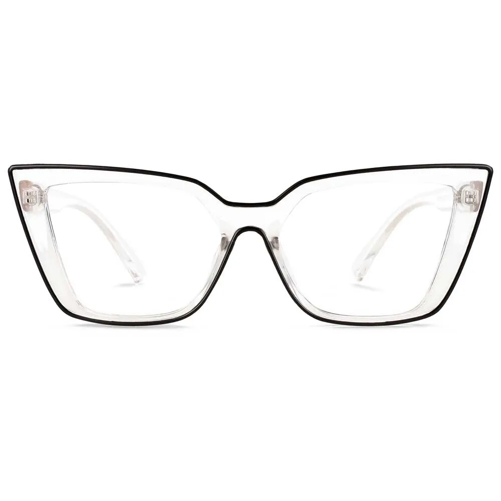 CCspace Women's Full Rim Square Flat Top Cat Eye Acetate Alloy Eyeglasses 55338