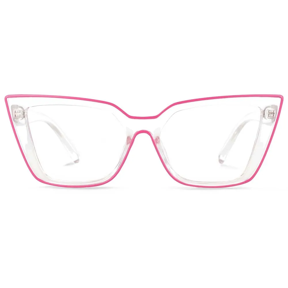 CCspace Women's Full Rim Square Flat Top Cat Eye Acetate Alloy Eyeglasses 55338