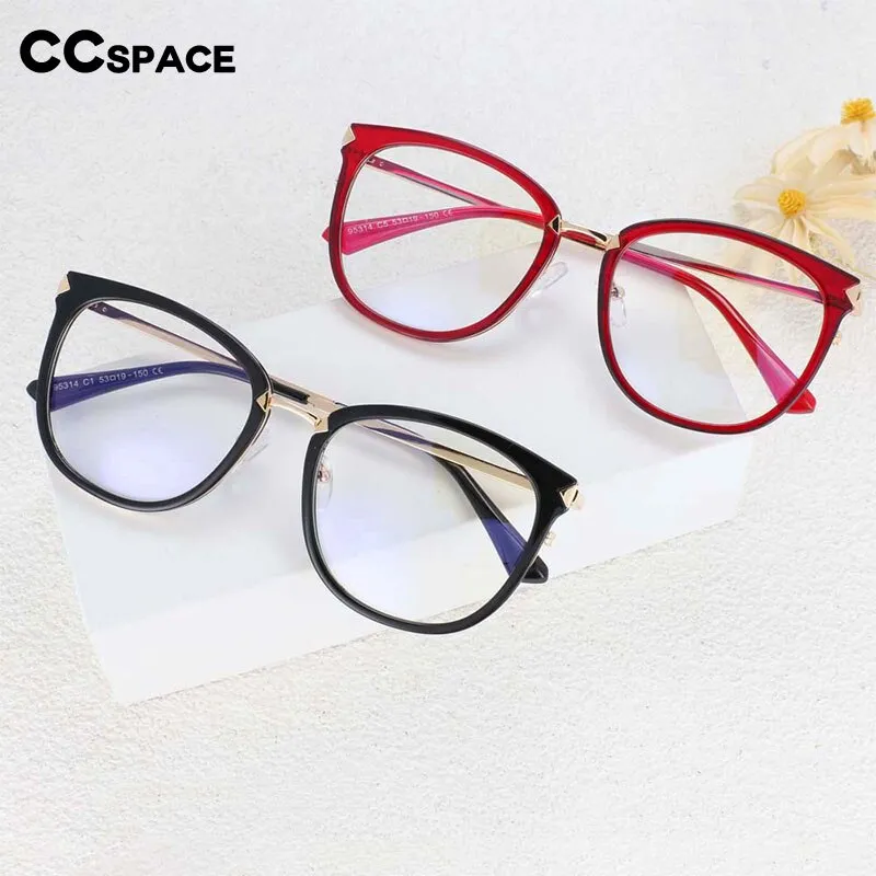 CCspace Women's Full Rim Square Round Tr 90 Titanium Frame Eyeglasses 54156