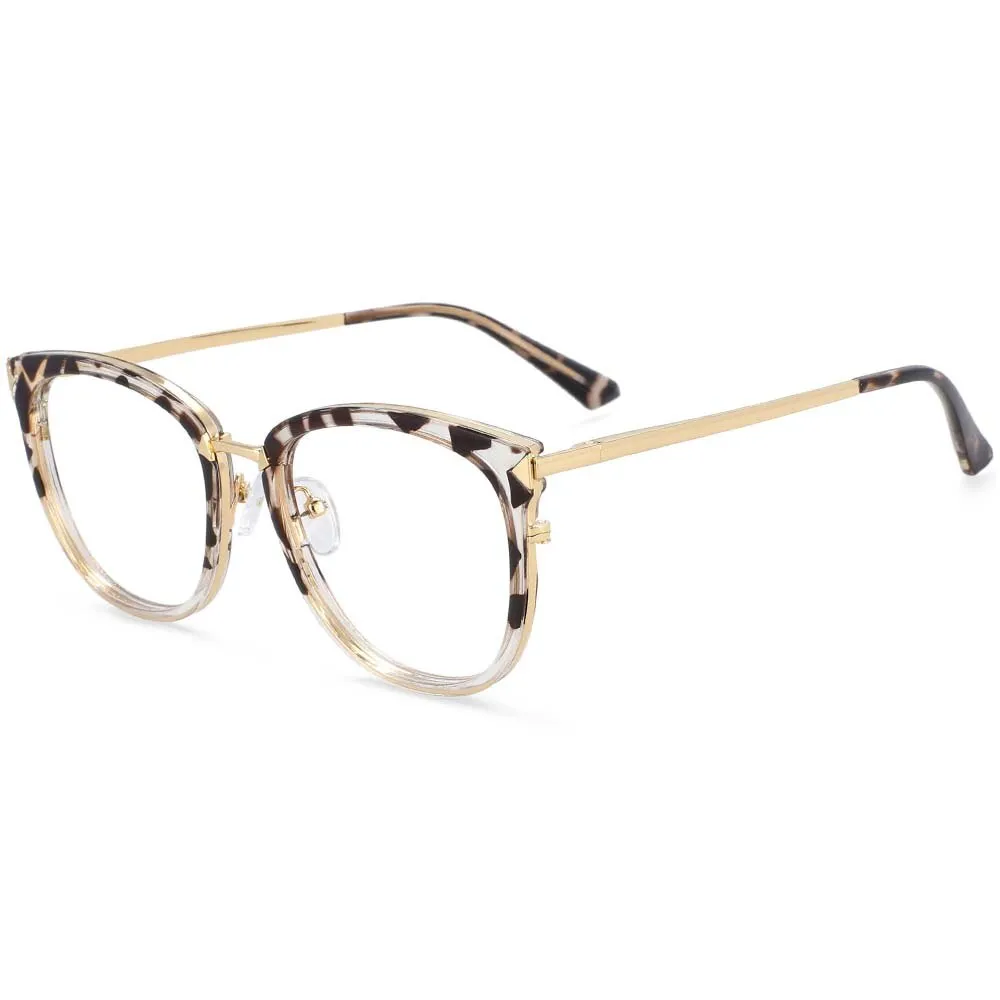 CCspace Women's Full Rim Square Round Tr 90 Titanium Frame Eyeglasses 54156