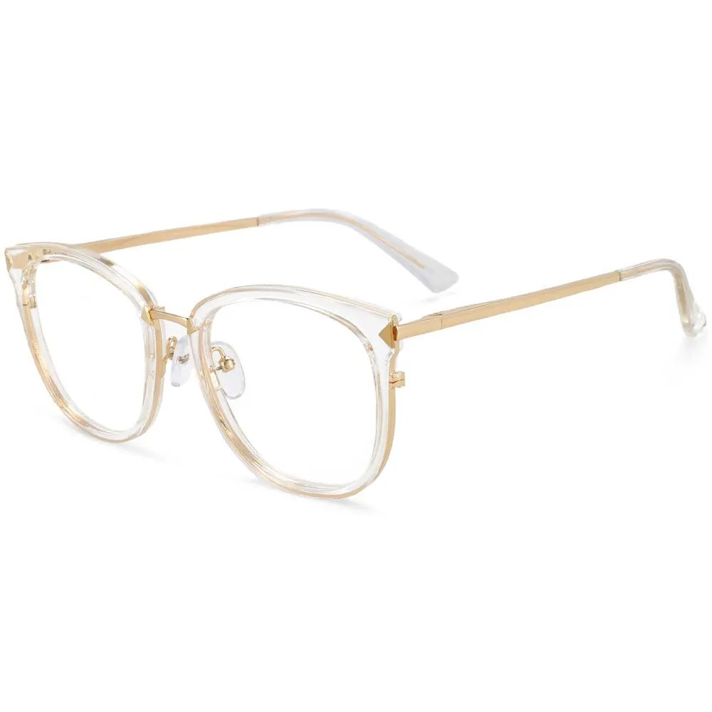 CCspace Women's Full Rim Square Round Tr 90 Titanium Frame Eyeglasses 54156