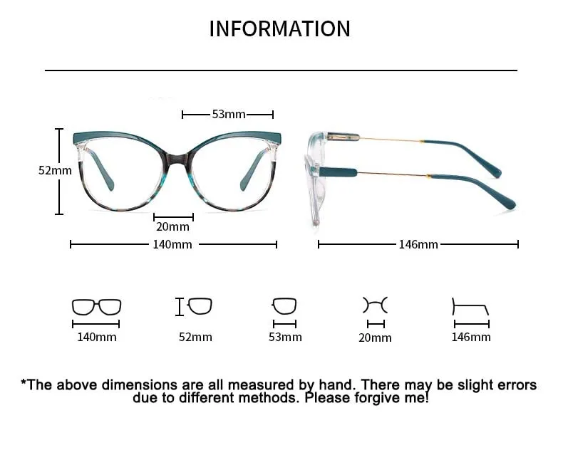 CCspace Women's Full Rim Square Tr 90 Titanium Eyeglasses 55223