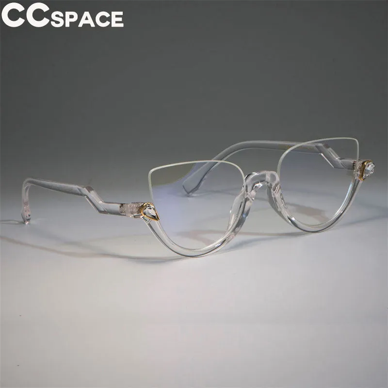 CCspace Women's Semi Rim Cat Eye Resin Frame Eyeglasses 45159