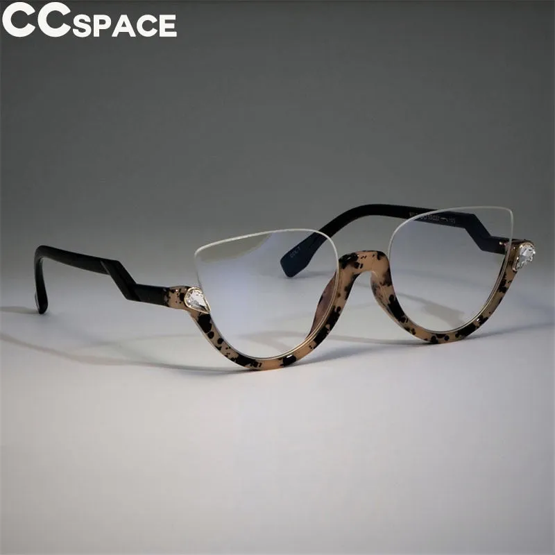 CCspace Women's Semi Rim Cat Eye Resin Frame Eyeglasses 45159