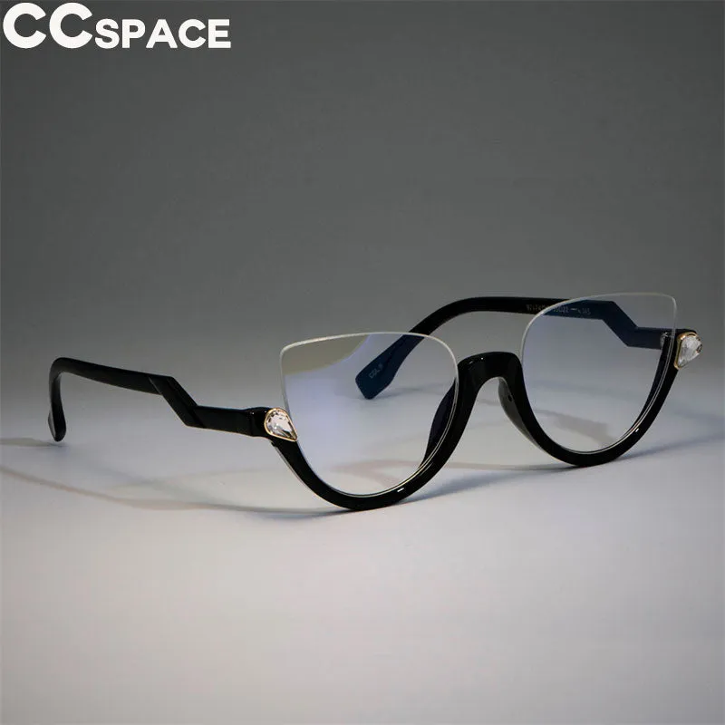 CCspace Women's Semi Rim Cat Eye Resin Frame Eyeglasses 45159