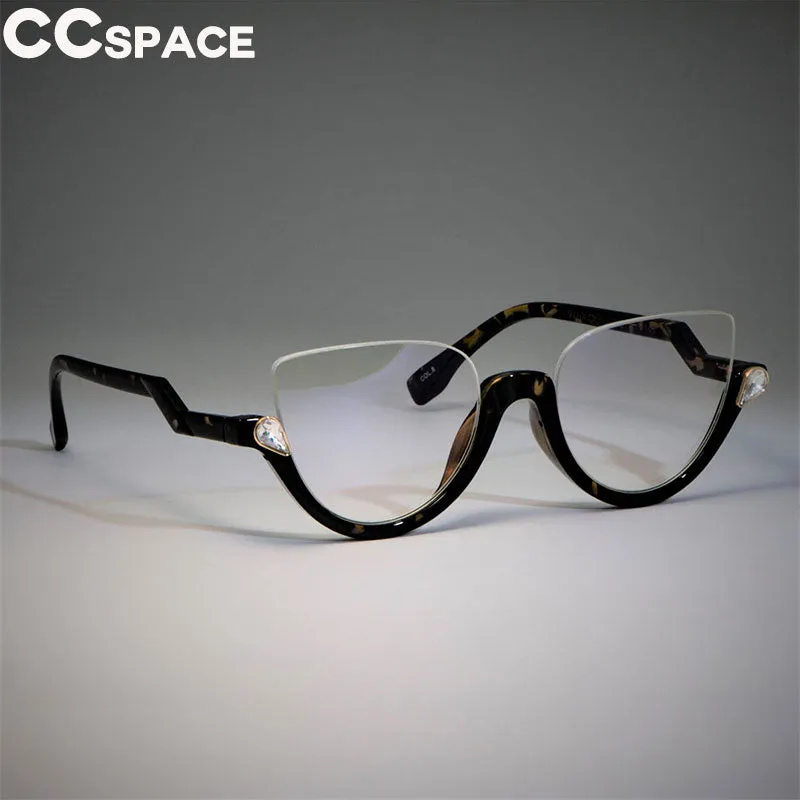 CCspace Women's Semi Rim Cat Eye Resin Frame Eyeglasses 45159