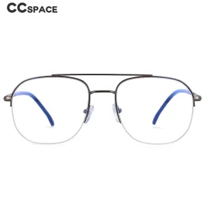 CCspace Women's Semi Rim Round Square Alloy Double Bridge Frame Eyeglasses 54342