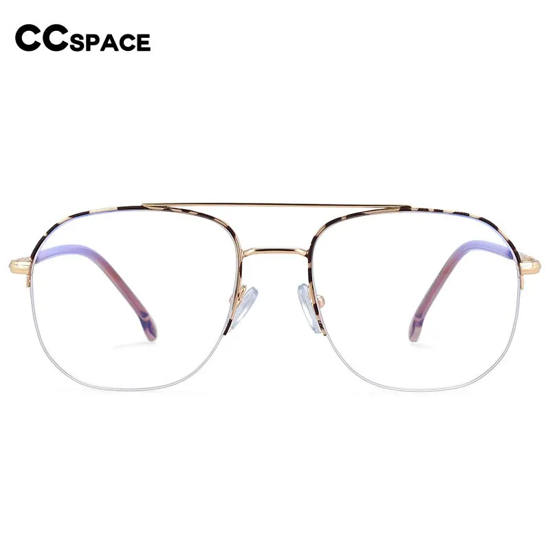 CCspace Women's Semi Rim Round Square Alloy Double Bridge Frame Eyeglasses 54342