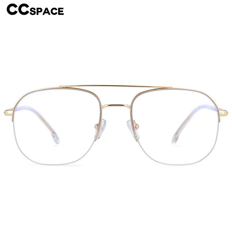 CCspace Women's Semi Rim Round Square Alloy Double Bridge Frame Eyeglasses 54342