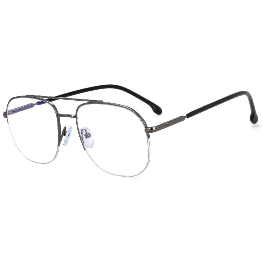 CCspace Women's Semi Rim Round Square Alloy Double Bridge Frame Eyeglasses 54342