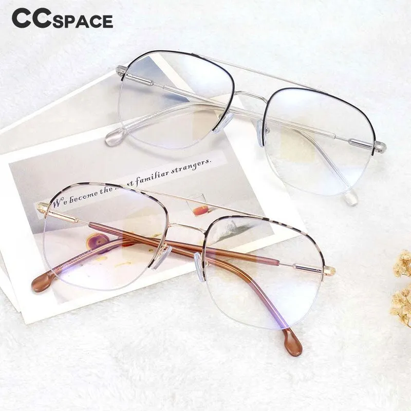 CCspace Women's Semi Rim Round Square Alloy Double Bridge Frame Eyeglasses 54342