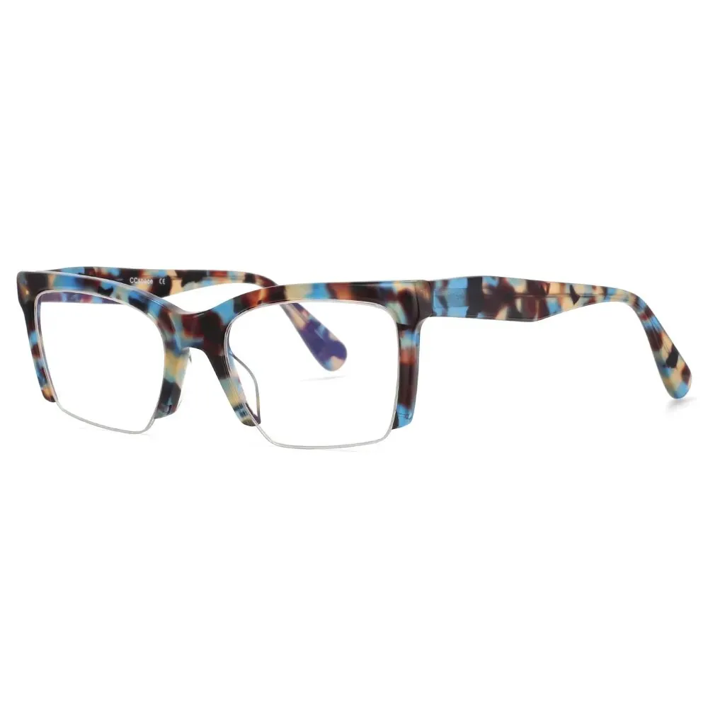 CCspace Women's Semi Rim Square Acetate Hyperopic Reading Glasses R49409