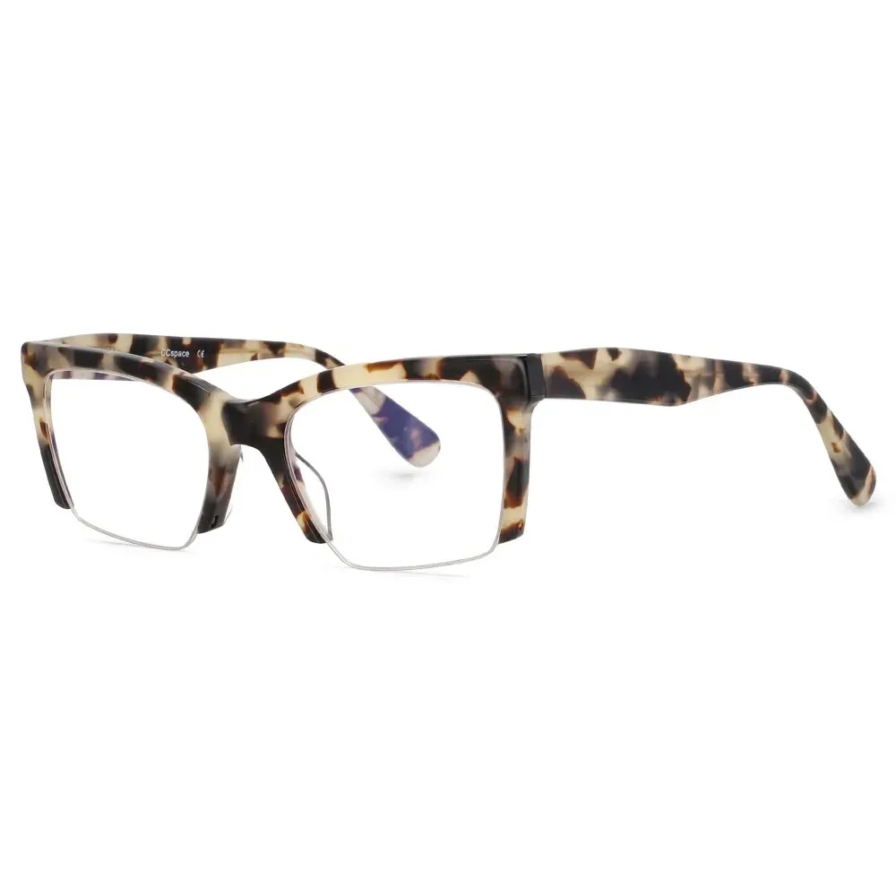 CCspace Women's Semi Rim Square Acetate Hyperopic Reading Glasses R49409