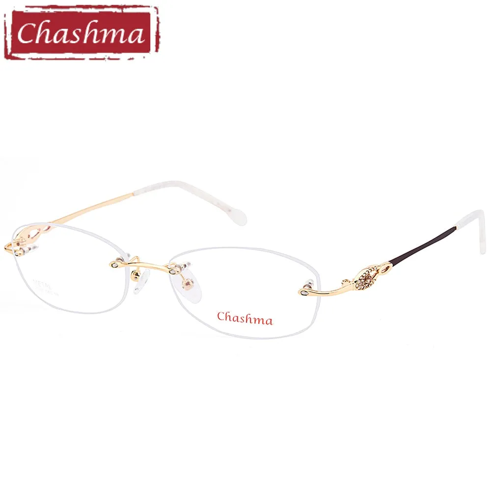 Chashma Brand Women's Eyeglasses Titanium Spectacle Rimless Ultra Light Ch3089