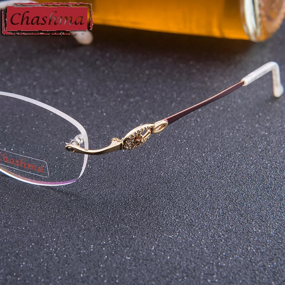 Chashma Brand Women's Eyeglasses Titanium Spectacle Rimless Ultra Light Ch3089