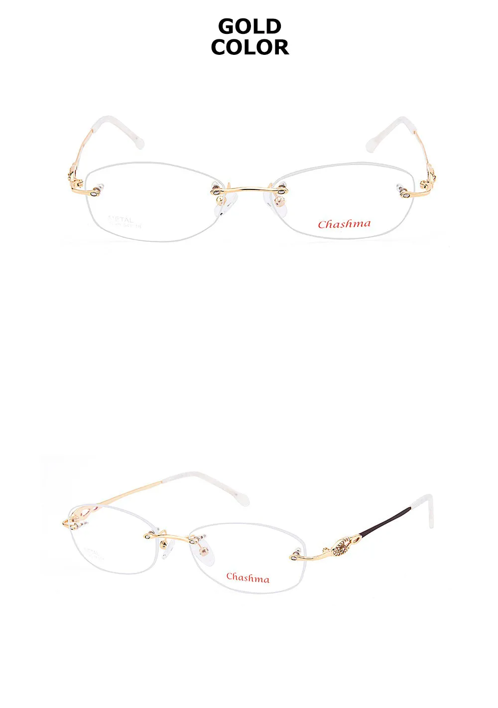 Chashma Brand Women's Eyeglasses Titanium Spectacle Rimless Ultra Light Ch3089