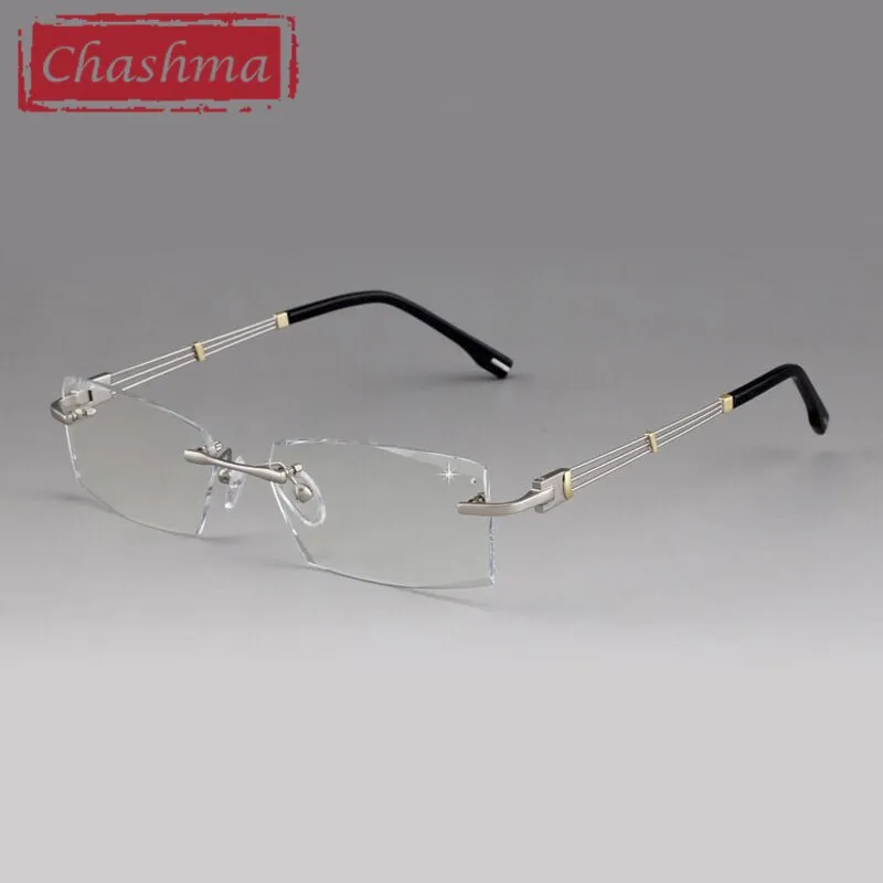 Chashma Men's Rimless Square Alloy Eyeglasses 58128