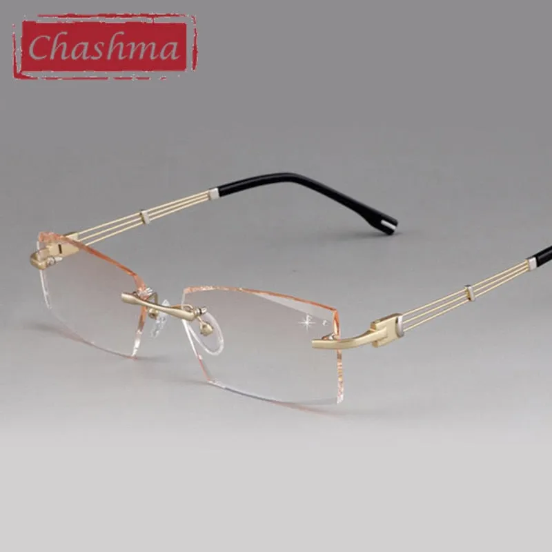 Chashma Men's Rimless Square Alloy Eyeglasses 58128