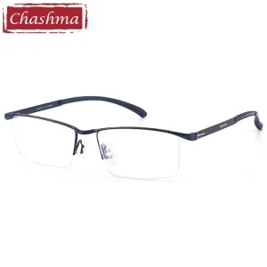 Chashma Men's Semi Rim Rectangle Titanium Alloy Eyeglasses P9317