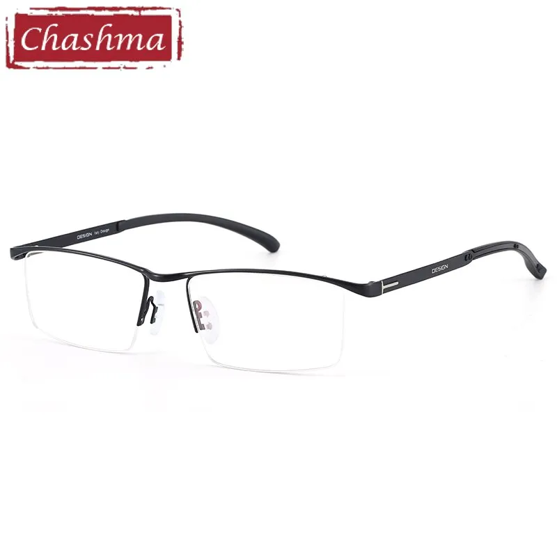 Chashma Men's Semi Rim Rectangle Titanium Alloy Eyeglasses P9317