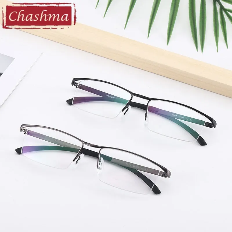 Chashma Men's Semi Rim Rectangle Titanium Alloy Eyeglasses P9317