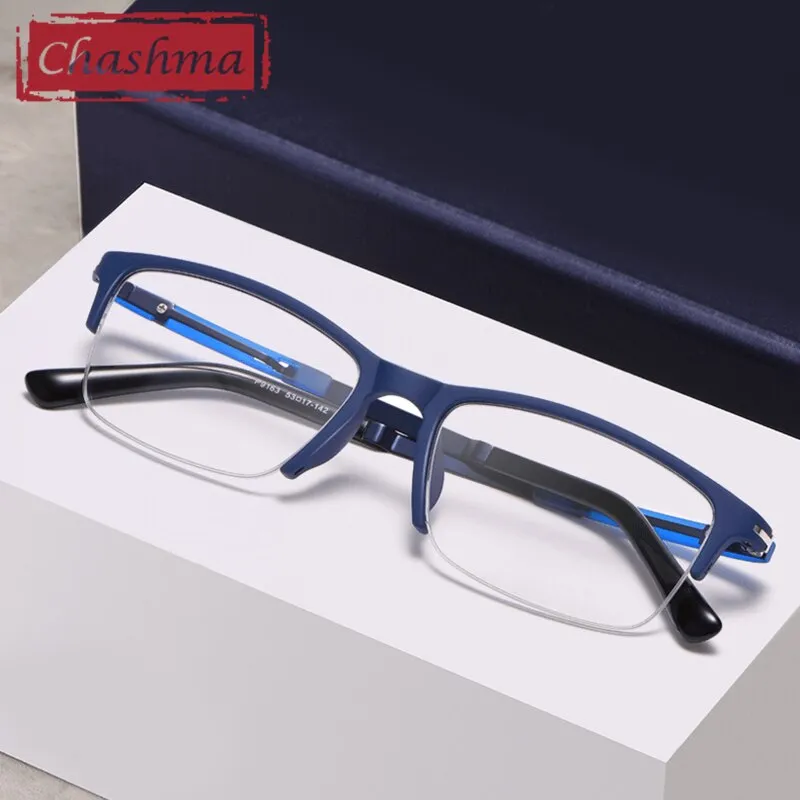 Chashma Men's Semi Rim Rectangle Tr 90 Alloy Eyeglasses 9163