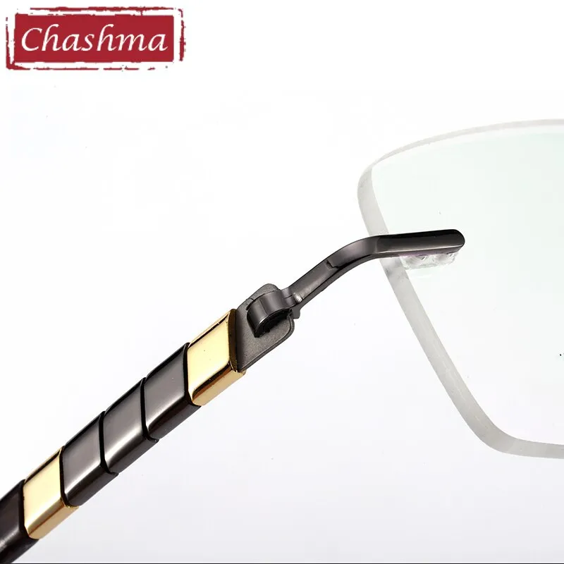 Chashma Men's Titanium Rimless Rectangle Eyeglasses 008