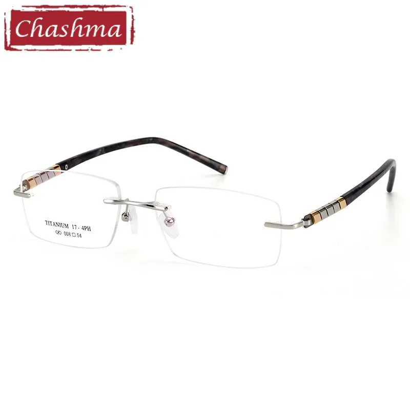 Chashma Men's Titanium Rimless Rectangle Eyeglasses 008