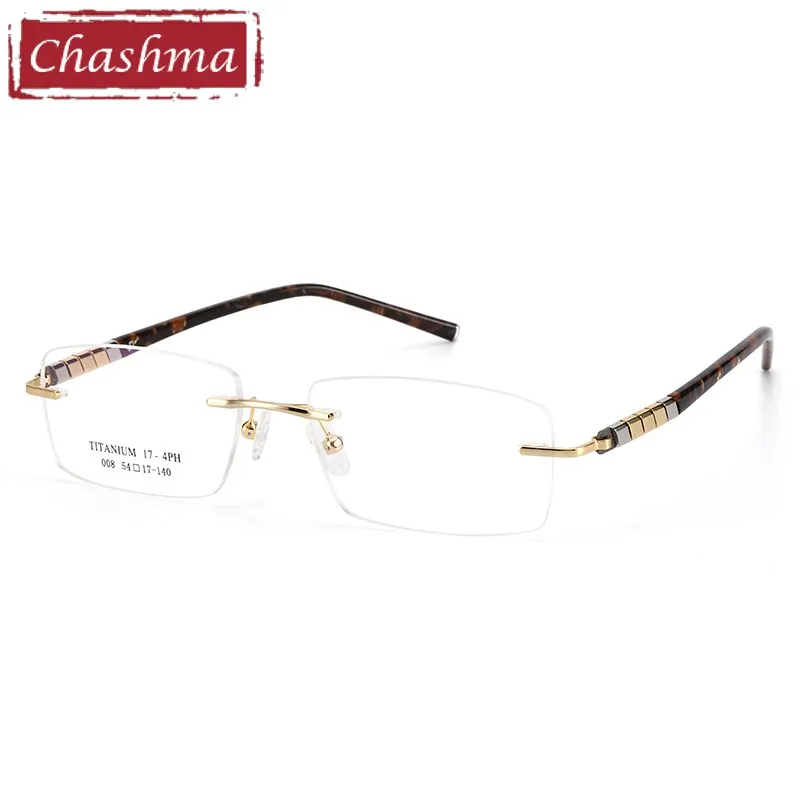 Chashma Men's Titanium Rimless Rectangle Eyeglasses 008