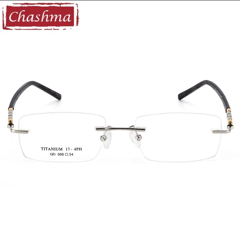 Chashma Men's Titanium Rimless Rectangle Eyeglasses 008