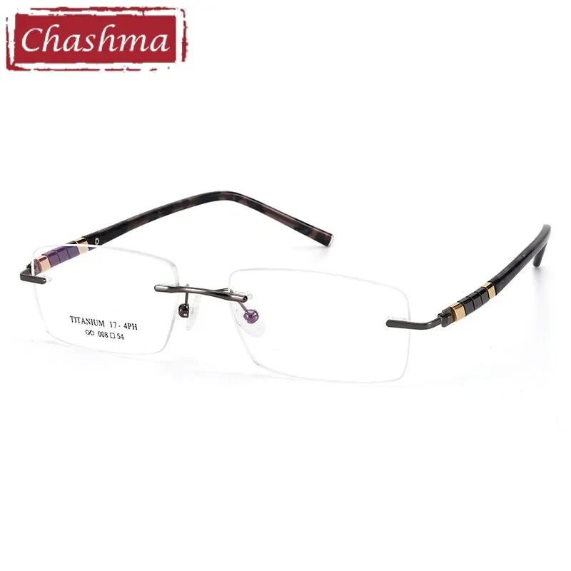 Chashma Men's Titanium Rimless Rectangle Eyeglasses 008